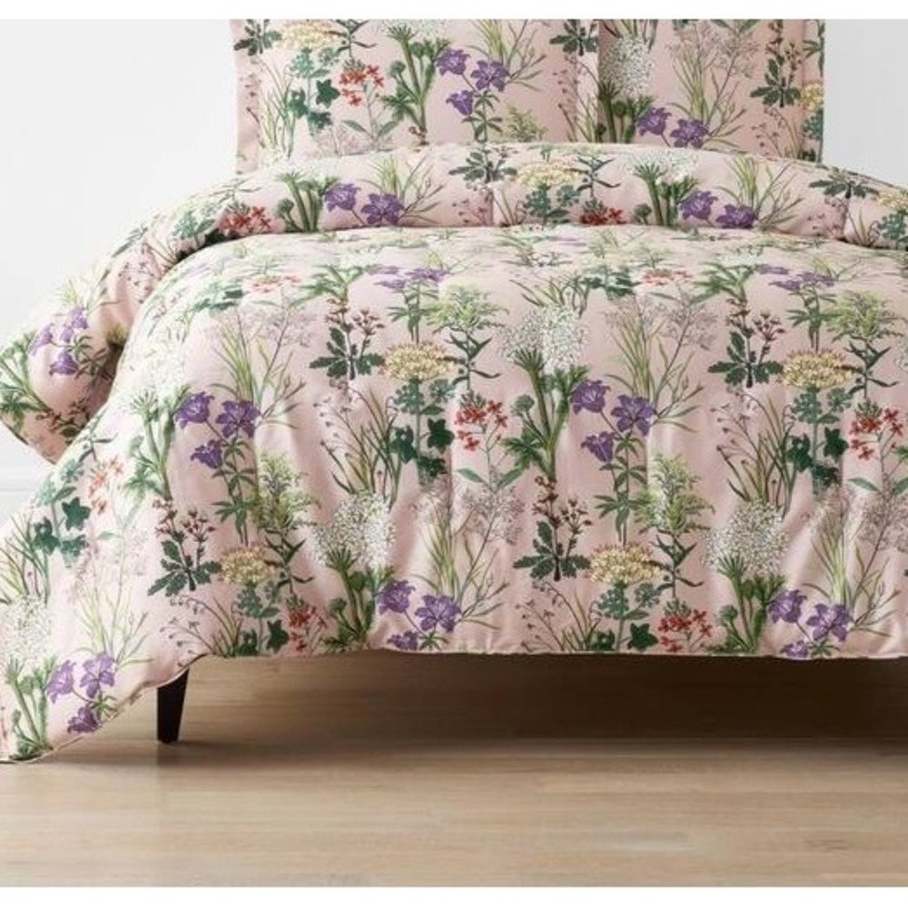 The Company Store Floral Comforter Full Queen Size Pink Bloom Meadow Botanical
